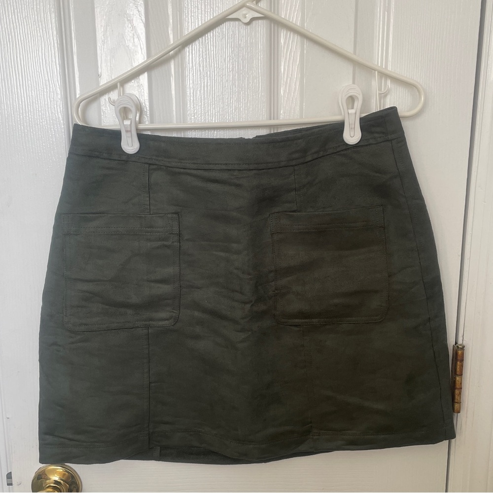 Olive Green Suede-Like Mini Skirt from Old Navy